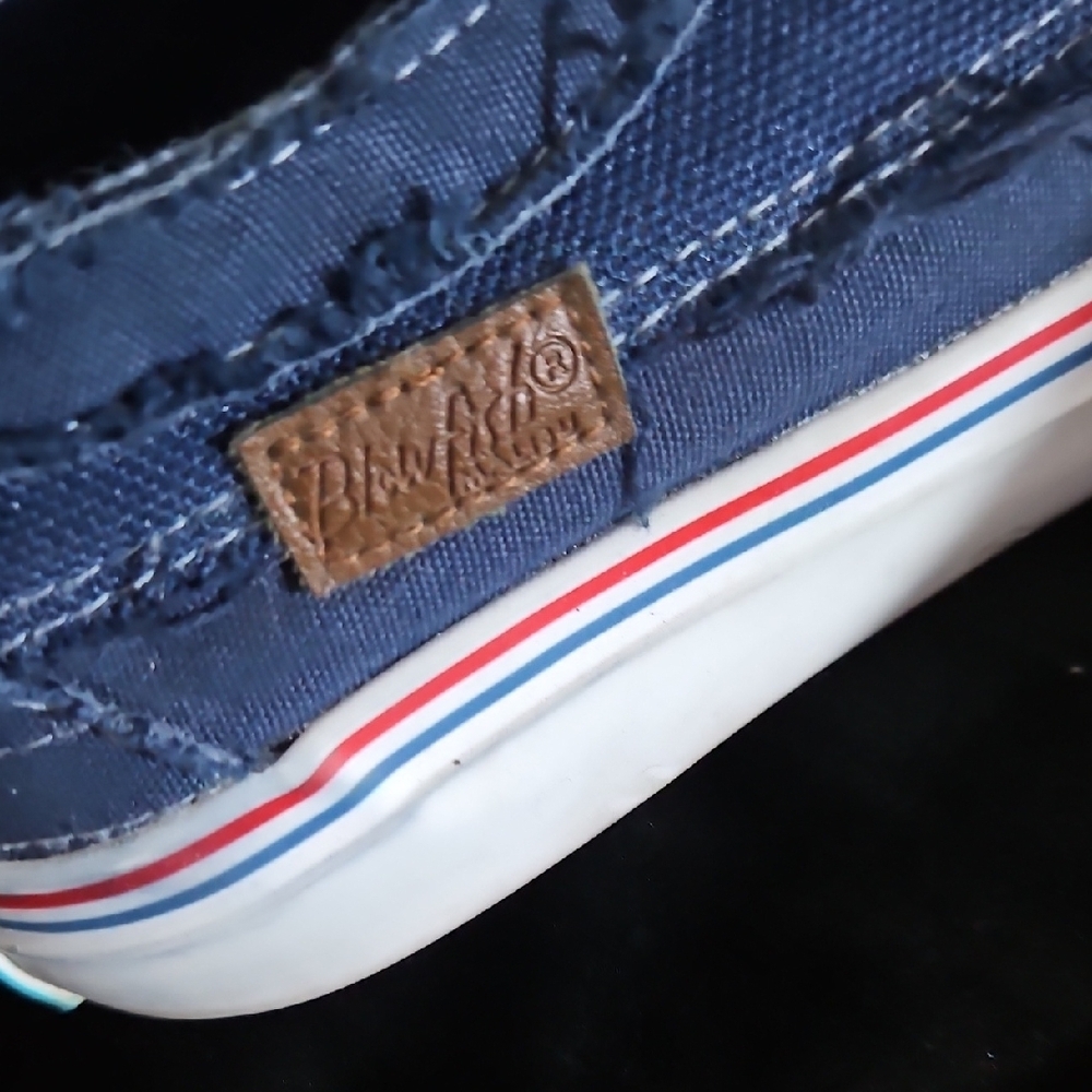 Blowfish Navy Blue Frayed Canvas Slip-On Sneakers - Picture 3 of 5